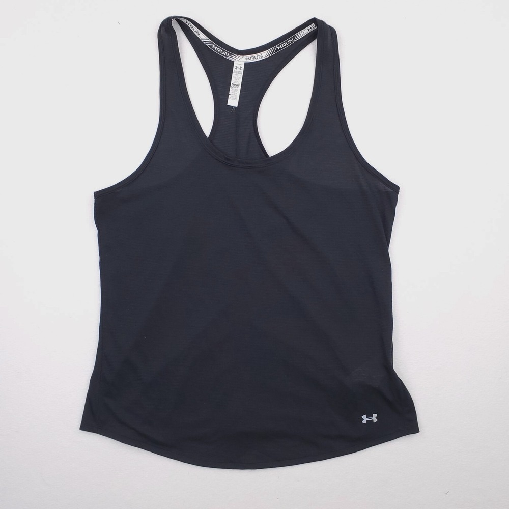 Under Armour Tank Top Womens Extra Large Black Racerback Training Run HeatGear